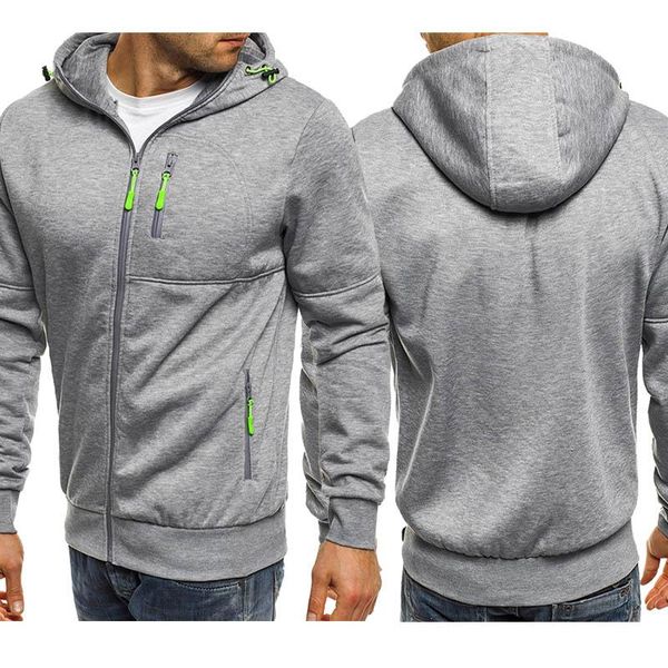 

men's hoodies & sweatshirts fashion jacket men solid color hoody sweatshirt spring autumn fleece cotton zipper hip hop harajuku sportsw, Black