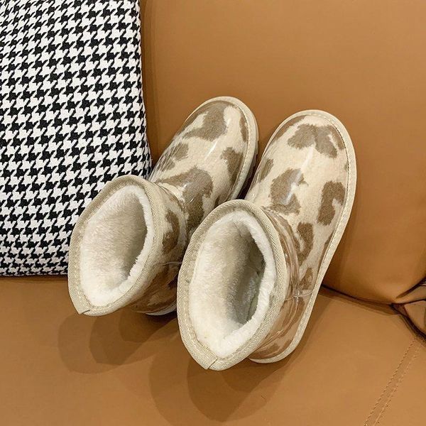 

boots cotton shoes women's winter plush 2021 net red snow milk grain bread keep warm, Black