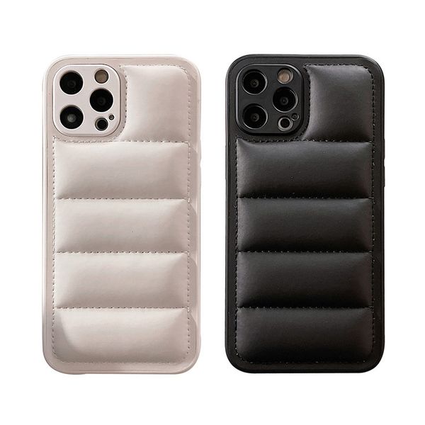 Kış Aşağı Ceket Telefon Kılıfları iPhone 13 12 Mini 11 Pro Max X XS XR 7 8 SE2 Yumuşak Kumaş 3D Dokunmatik TPU Tampon Beyaz Siyah Su Geçirmez Anti Kir Cep Telefonu Kılıfı