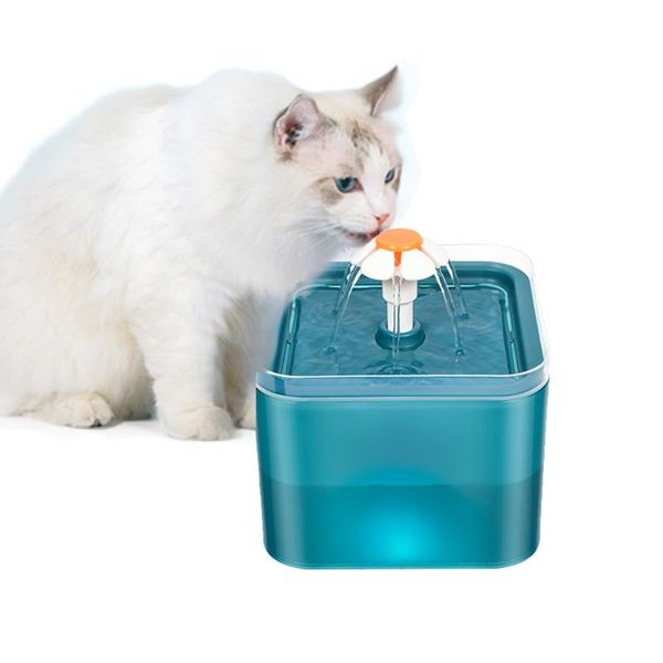 

automatic circulation cat pet water dispenser fountain with led lighting usb for fresh clean bowls & feeders