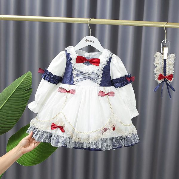 

girl's dresses autumn baby girl lolita princess ball gown girls birthday lace dress children spanish clothes infant vintage royal, Red;yellow