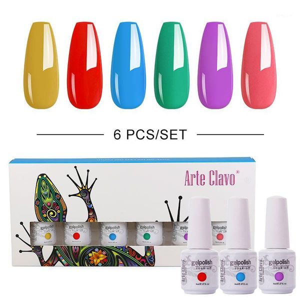 

arte clavo nail gel polish set 6 pcs 8ml gift box kit uv led soak off lacquer varnish all for manicure art diy decoration1, Red;pink