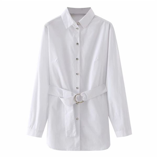 Frauen Frühling Weiße Hemden Jacken Mäntel Langarm Schärpen Einreiher Weibliche Mode Straße Dünne Oberbekleidung Kleidung 210513