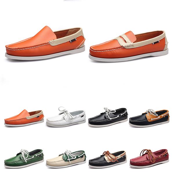 

124 mens casual shoes leather british style black white brown green yellow red fashion outdoor comfortable breathable