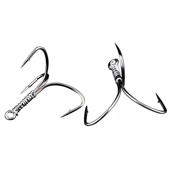 

fishing hooks barbed duple hook silver carp triple sharp double anchor tackle anzuelos de pesca mar