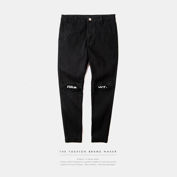 

men's jeans ripped frayed for men ny destroyed famous hip hop black joggers pants casual high street 210c, Blue