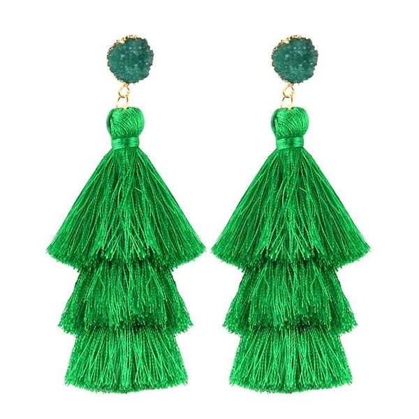 

style high - grade fashion three layer fringe earrings simple temperament bohemian for women dangle & chandelier, Silver