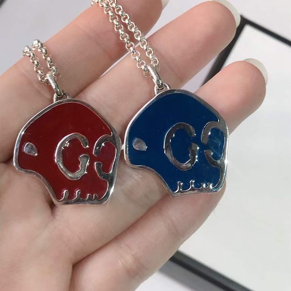 

selling fashion letter g necklace skeleton spirit jewelry lovely red green lovers men and women love keepsake birthday gift, Silver