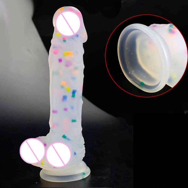 Jelly Medizinischer Silikondildo Realistisches Spielzeug für Erwachsene Weiches Strapon Künstlicher Penis Großer Dildo Bullet Buntes Sexspielzeug für Frau 210407