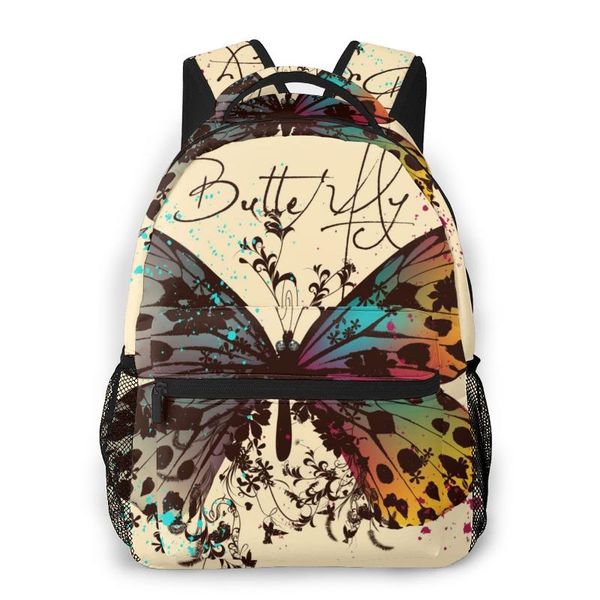 

school bags oln teenagers boy backpack butterfly with colorful wings and floral casual lapstudent bag