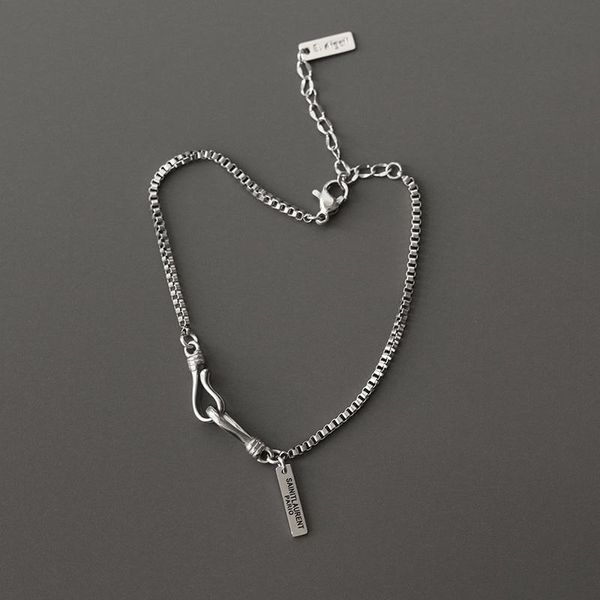 

link, chain stainless steel geometric boho box bracelets vintage hook bracelet for women jewelry gift, Black