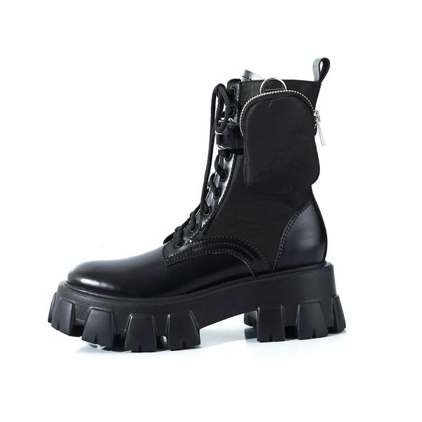 

martin boots two sets of detachable bag net red same autumn and winter 2021 thick soled high heel handsome leat, Black