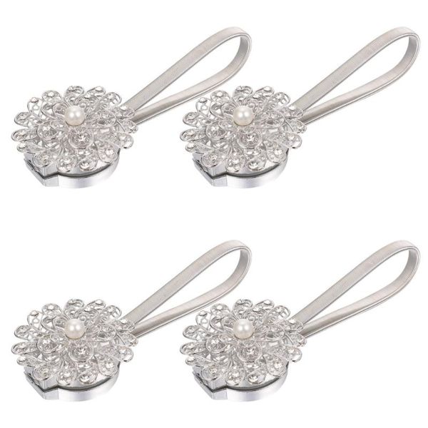 

curtain & drapes 4pcs elastic buckle home alloy tieback tie white