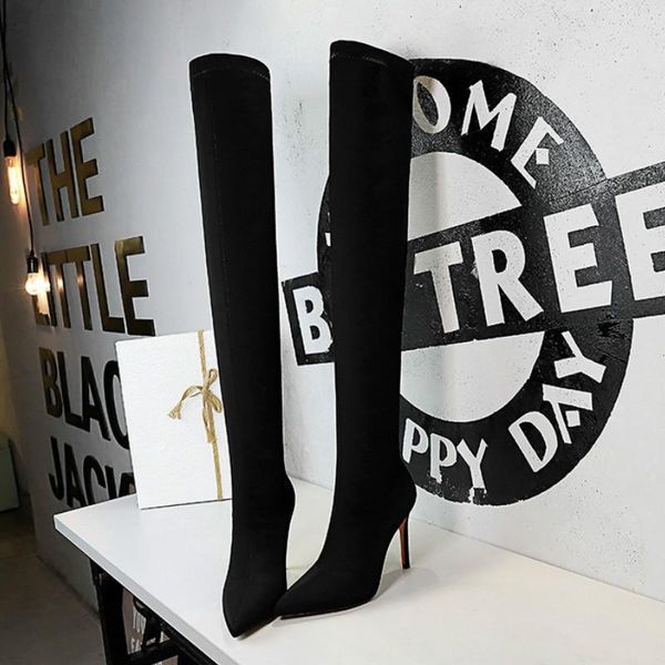 

boots ltarta fashion thin high-heel stretch laica pointed nightclub slim-looking pedicure over-the-knee ds-315-9 61e6, Black