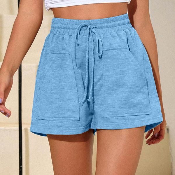 

women's shorts womens quick-dry running sport layer elastic waist active workout with pockets short for women athletic gym clothe, White;black