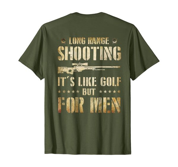 

long range shooting it's like golf but for men t-shirt, White;black