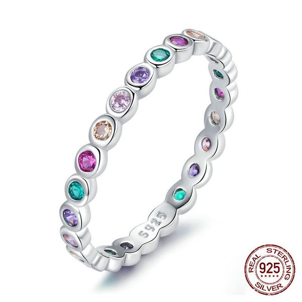

colorful rainbow lucky zircon finger ring for women trendy fashion dazzling cz stone anillos jewelry gift bijoux cluster rings, Golden;silver