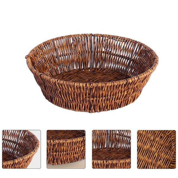 

storage baskets 1pc retro simulated rattan woven basket (light brown)