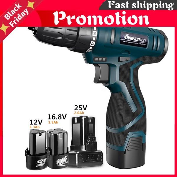 

professional electric screwdrivers longyun 12v 16.8v 25v cordless screwdriver with spare lithium ion battery drill home multifunction