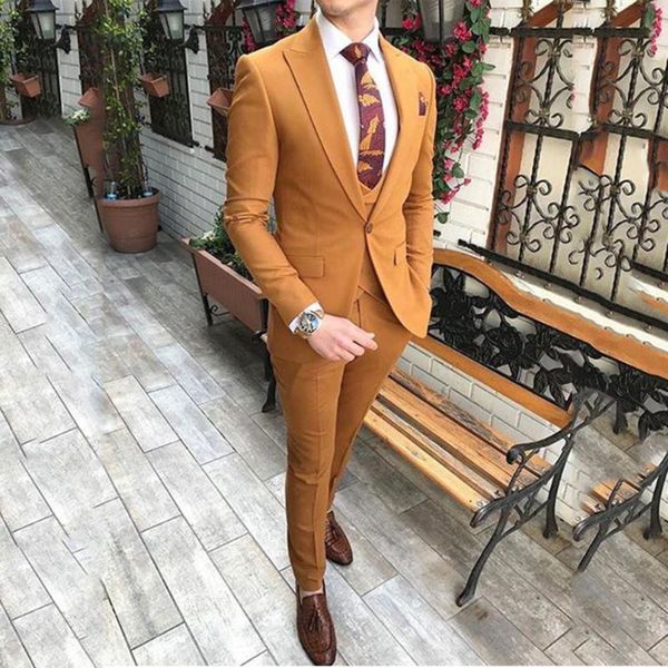 

men's suits & blazers brown men design wedding and business 3-piece flat slim fit tuxedos prom set (blazer+vest+pants), White;black