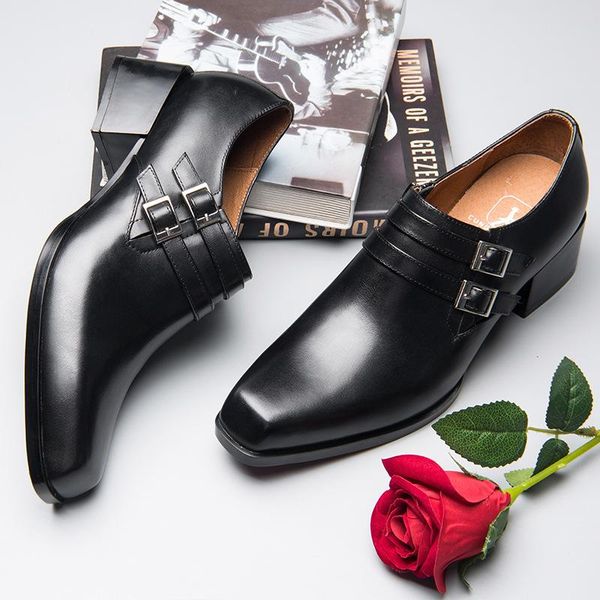 

dress shoes british leather men's heightening cattle business, Black