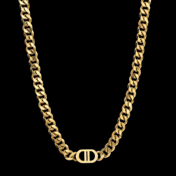 

chains double d letter necklace exaggerated charm stainless steel cuban chain fashion personality necklaces jewelry accessories, Silver