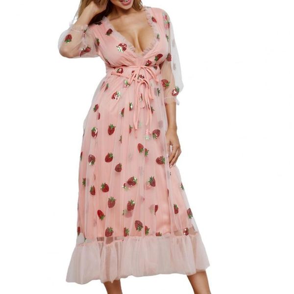

casual dresses spandex polyester cotton formal dress sequins strawberry pattern women ruffles patchwork v neck lace net yarn for wedding, Black;gray