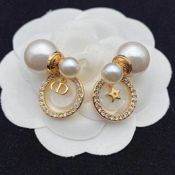 

70% off luxury jewelry dijia 2021 new suit round necklace fashion french pearl earrings star same 09lu, Golden
