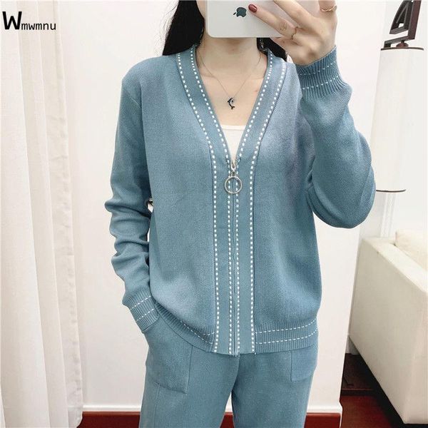 

women zipper long sleeve coat and sweatpants korean style suit plus size 4xl stripe tracksuit knitted 2 piece pant suits women's two pa, White