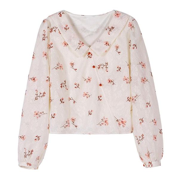 

autumn v-neck print chiffon blouse shirt women blusas mujer de moda 2021 long sleeve blouses shirts blusa d668 women's &, White