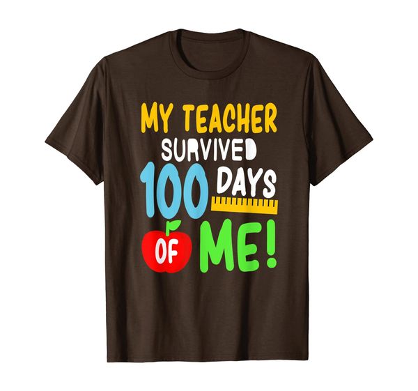 

my teacher survived 100 days of me 100 school days t-shirt, White;black