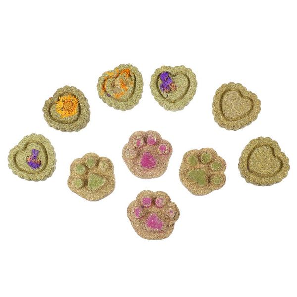 

small animal supplies 10pcs chew teething grass cakes treats molar for