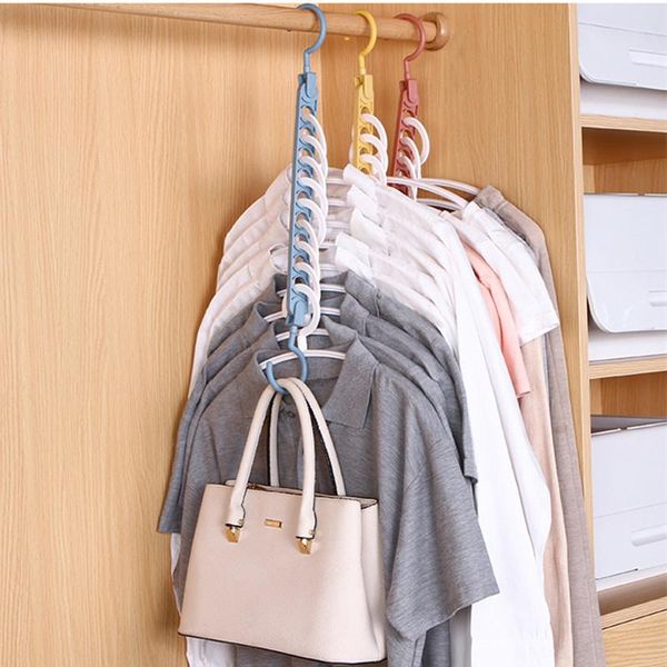 

hole magic clothes hanger multi-function folding rotating wardrobe drying home organizer hangers & racks