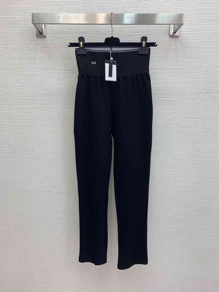 

2020 new high end middle car line elastic line high waist letter ribbon elastic leggings, Blue
