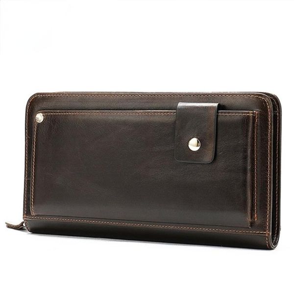 

wallets first layer cowhide large capacity clutch male rfid magnetic-proof men's wallet long business luxury purse coin, Red;black
