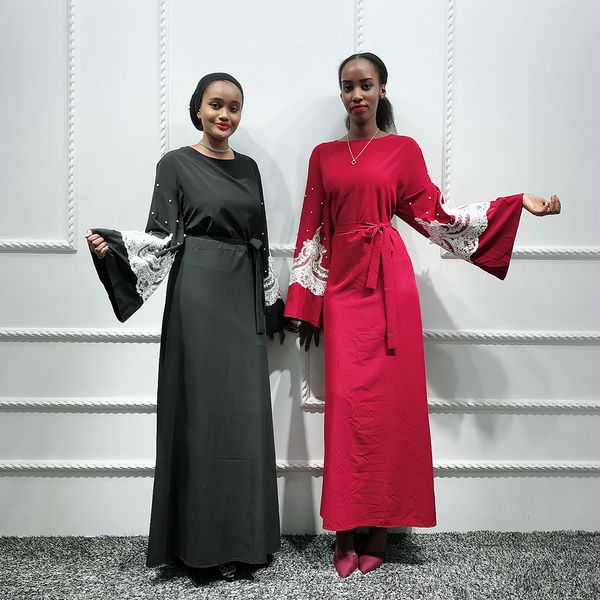 

dubai abaya hijab muslim dress arabic african for women turkish dresses islam pakistan caftan marocain kaftan islamic clothing, Red