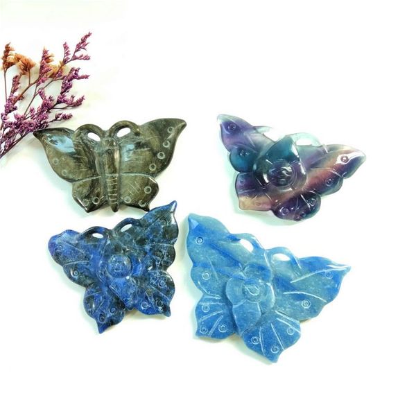 

decorative objects & figurines natural healing gemstone delicate rainbow fluorite sodalite blue aventurine crystal animal butterfly for gift