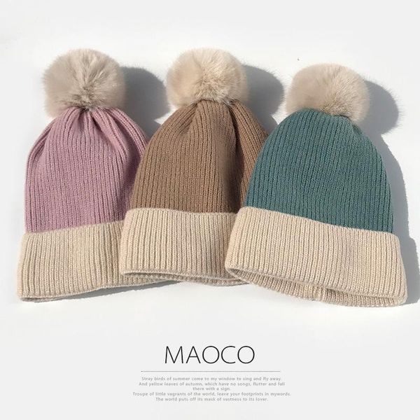 

beanie/skull caps k217 winter hat women's thick woolen warm knitted and comfortable ear protection japanese cold bubble, Blue;gray