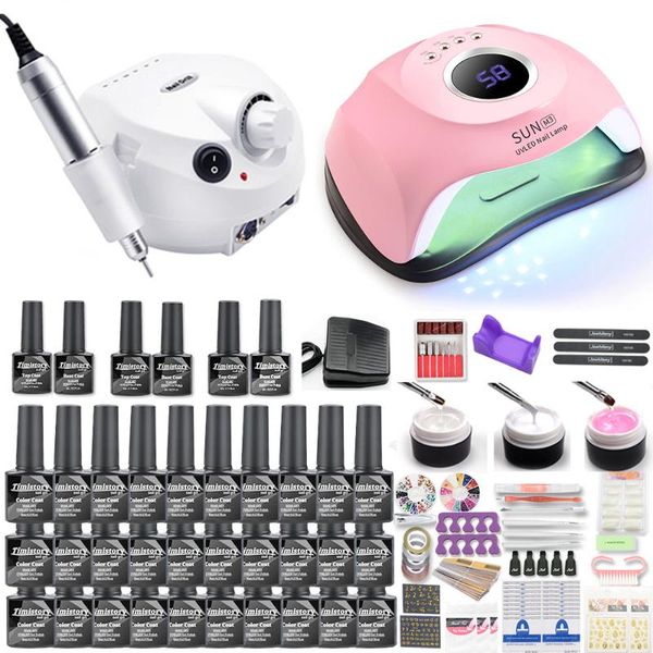

nail art kits manicure set 30/20/10 colors gel polish with led lamp electric drill machine for salon tool kit