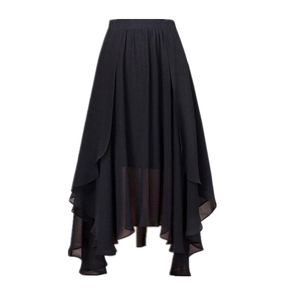 

plus size pants 2021 boho fashion asymmetrical skirt brand chiffon candy color girl party skirts black white blue pink 7xl 6xl