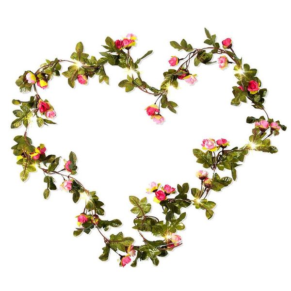 

party decoration 2021 led rose battery lamp festive lantern decor simulation string flower 2 meter wreath home