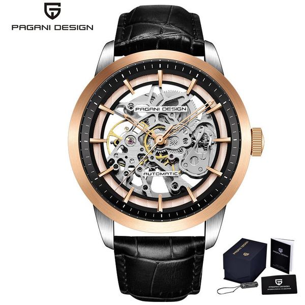 

wristwatches pagani design creativity business man watch luxury hollow leather men's wristwatch mechanical male clock relogio masculino, Slivery;brown