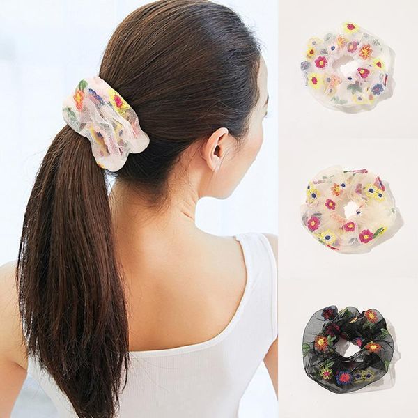 

lace embroidery little floral hairband hair rope scrunchie elastic bands women ponytail holder accessories1