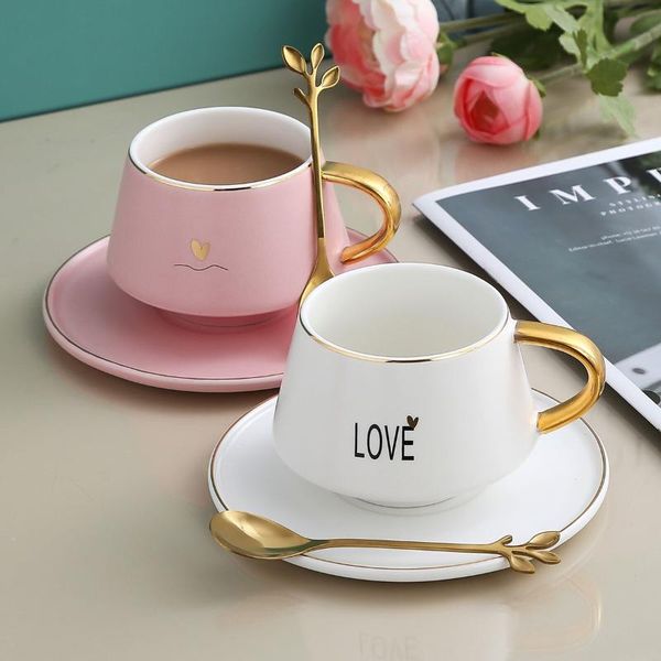 

mugs european style macarone coffee cup exquisite light luxury gold dish home office water gift