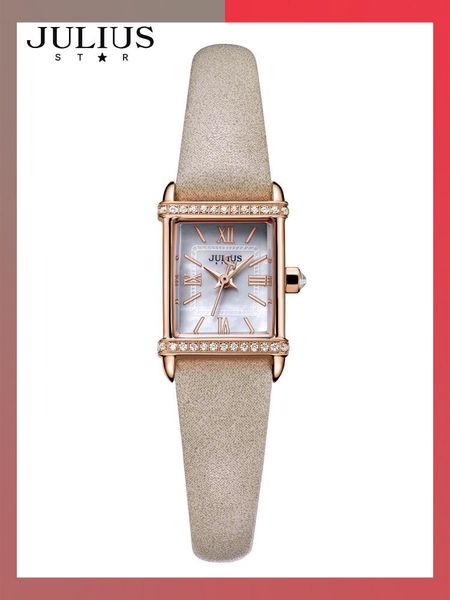 

wristwatches julius limited sapphire small elegant women's watch japan quartz lady hours fine fashion real leather bracelet girls gift, Slivery;brown