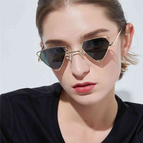 

trendy dign metal elegant uv triangle shaped semi-rimls sunglass sun glass 2021, White;black