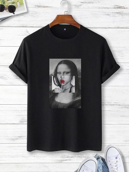 

men figure graphic crew neck tee s3ef#, White;black