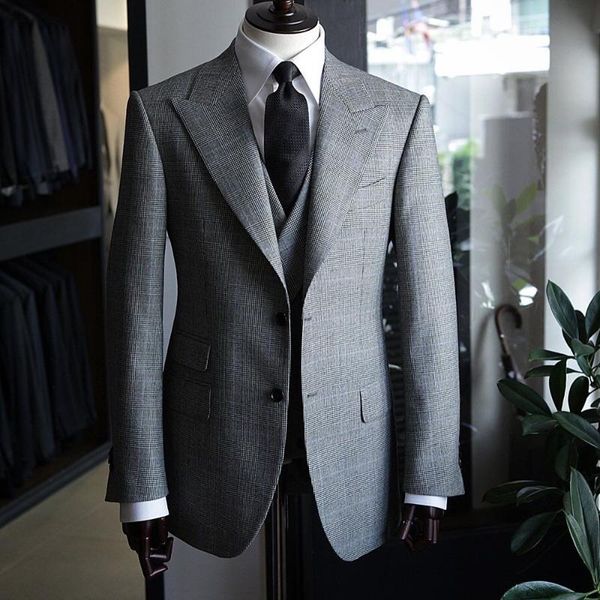 

men's suits & blazers aesido business slim fit plaid wool blazer vest pants formal office jacket for wedding party 2021, White;black