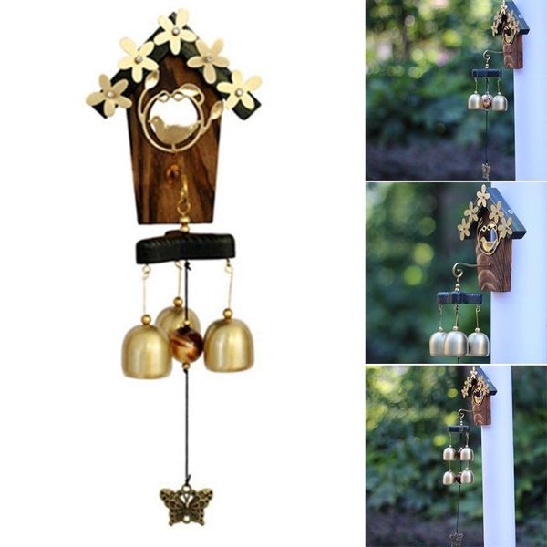 

decorative objects & figurines bird nest wind chimes 35cm copper home garden decoration gift butterfly pendant windchimes for patio living r