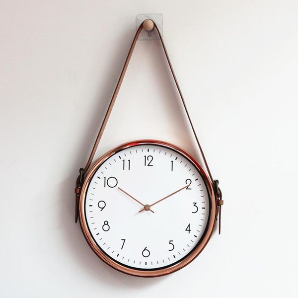 

wall clocks european creative belt clock silent living room modern minimalist nordic metal mounted quartz decoration
